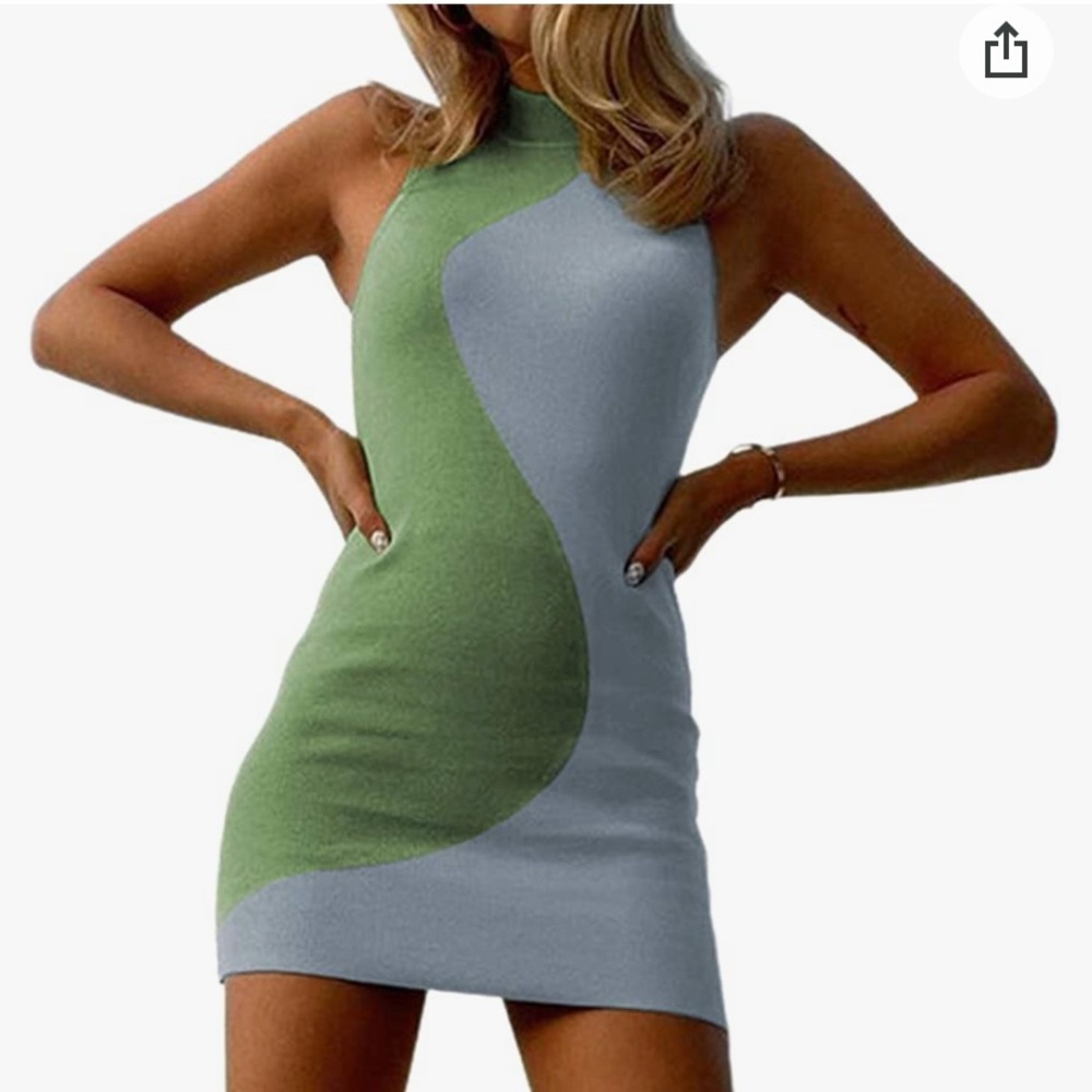Blue and green dress